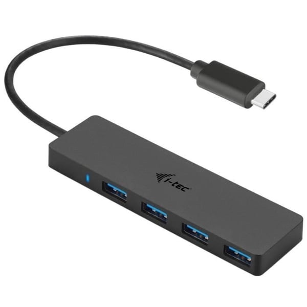 USB-C HUB I-TEC med 4 USB 3.0-porte med integreret 20 cm kabel