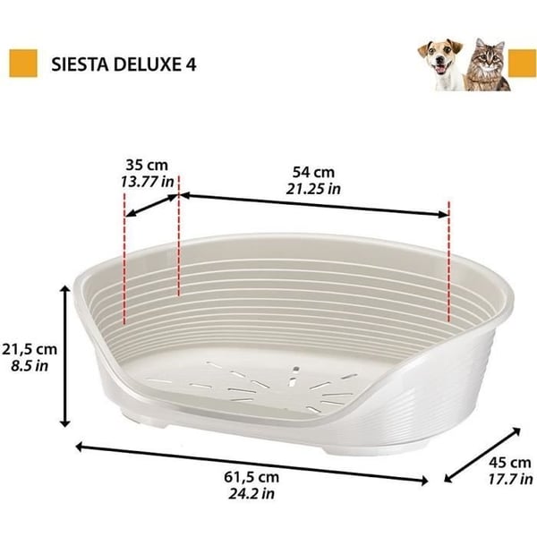 SIESTA DELUXE Kurv Størrelse 4 - 61,5*45*21,5 cm - Lysegrå - FERPLAST