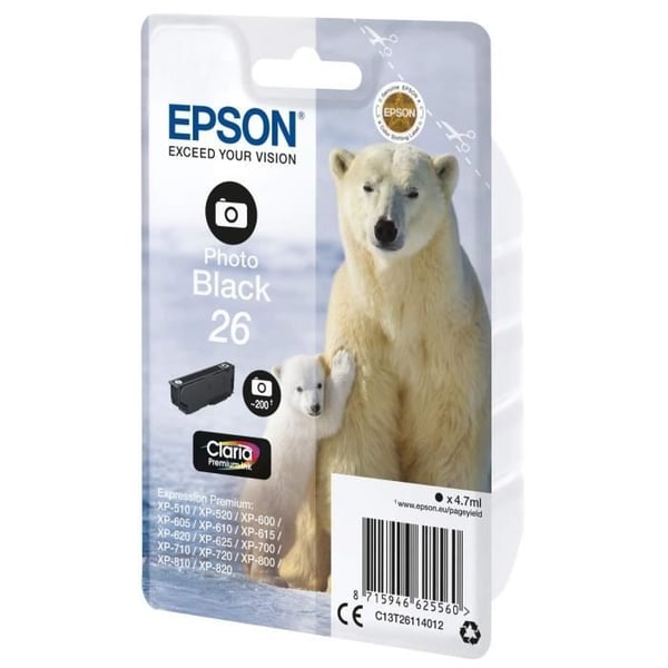 EPSON T2611 valokuvamusta mustekasetti - Jääkarhu (C13T26114010)