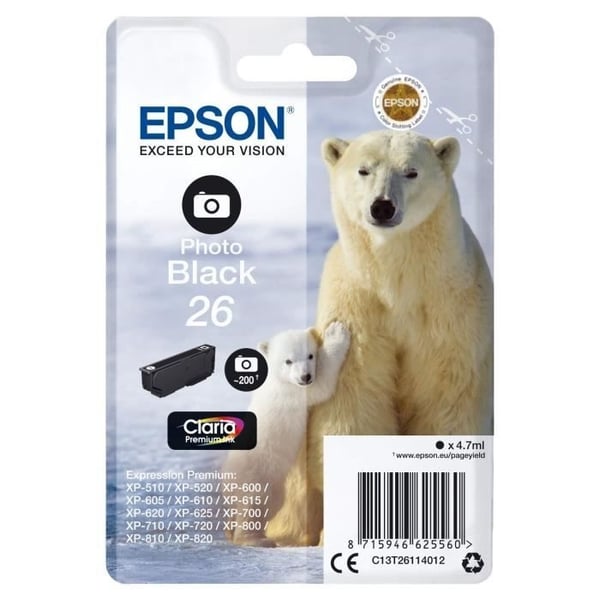 EPSON T2611 valokuvamusta mustekasetti - Jääkarhu (C13T26114010)