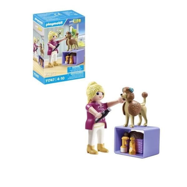 PLAYMOBIL 71747 Hundefrisør med puddel og tilbehør, My Life, 23 dele, fra 4 år