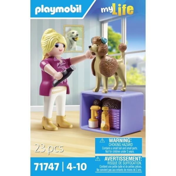 PLAYMOBIL 71747 Hundefrisør med puddel og tilbehør, My Life, 23 dele, fra 4 år