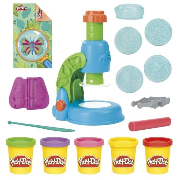 Play-Doh My Little Microscope, modellervoks, 9 tilbehør og 5 farver, fra 3 år