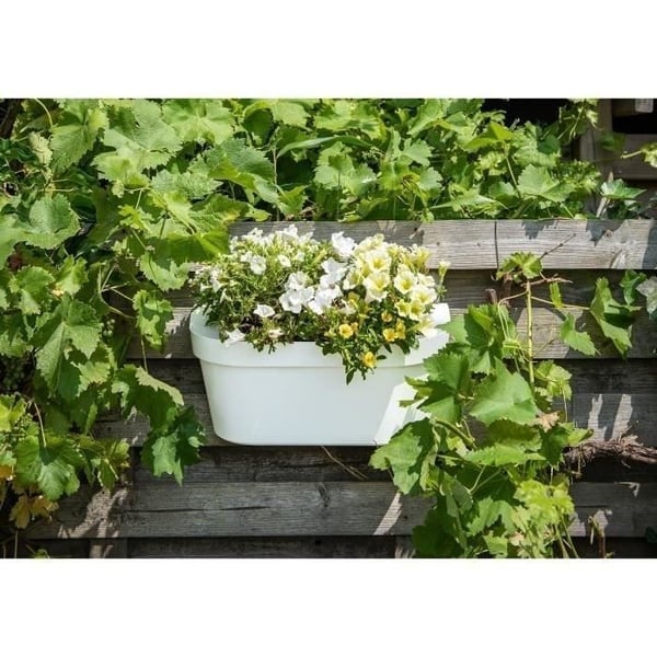Plantekasse + krog - GARDEN ID Star - Hvid 50 x 21 cm - Nem at montere - Vandreserve - Genbrugt og 100% genanvendelig