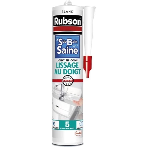 Sanitær fugemasse - RUBSON - 1469154 - Sundt badeværelse - Fingerudglattende - Hvid - 280ml