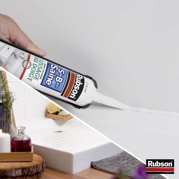 Sanitær fugemasse - RUBSON - 1469154 - Sundt badeværelse - Fingerudglattende - Hvid - 280ml