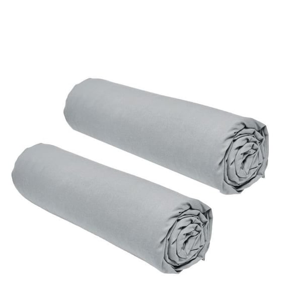 Sæt med 2 TODAY Essential-lagner - 90 x 190 cm - 1 person - 100% bomuld - Stål