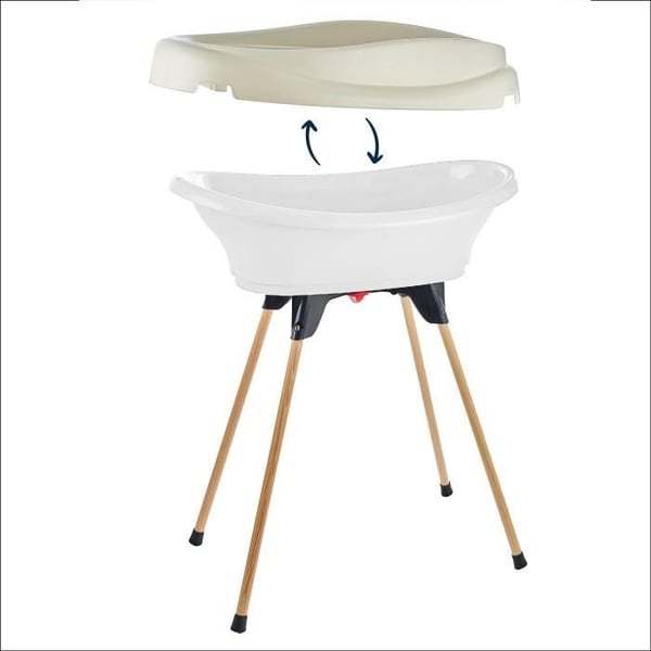 Puslebord og badesæt - THERMOBABY - VASCO - Liljekonval Hvid - 2 i 1