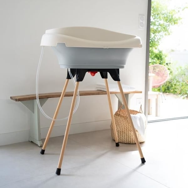 Puslebord og badesæt - THERMOBABY - VASCO - Liljekonval Hvid - 2 i 1