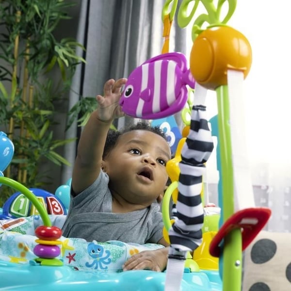 BABY EINSTEIN Curiosity studsande lekplats, 2-i-1 pedagogiskt lekset och golvleksak, 360° lek 6M+