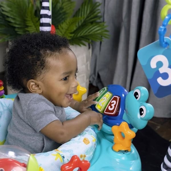BABY EINSTEIN Curiosity studsande lekplats, 2-i-1 pedagogiskt lekset och golvleksak, 360° lek 6M+