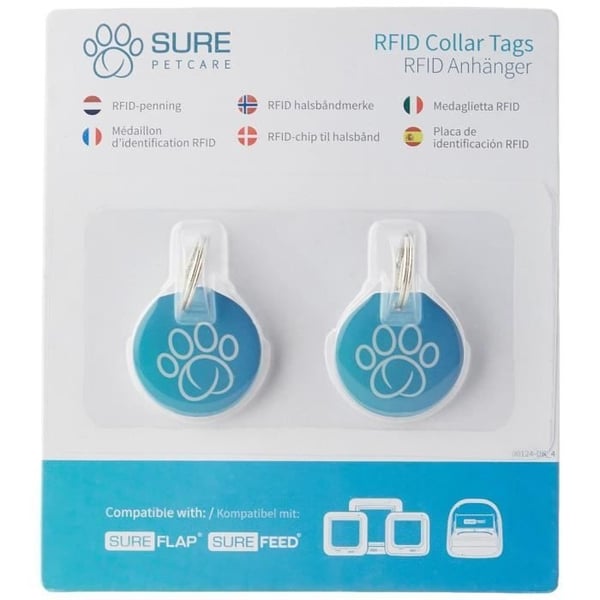 Identifieringsmedaljong - SUREFLAP - 2-pack - Radiofrekvens - Kompatibel med utomhusbruk - För vuxna katter