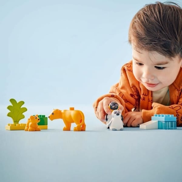 LEGO DUPLO Min By 10442 Vilde Dyrefamilier: Pingviner og Løver - Spil til Tidlige Læringsspil
