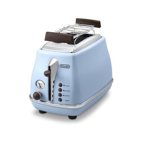Icona Vintage Brødrister - DELONGHI CTOV 2103.AZ - 2 pladser - 6 positioner - Blå og brun
