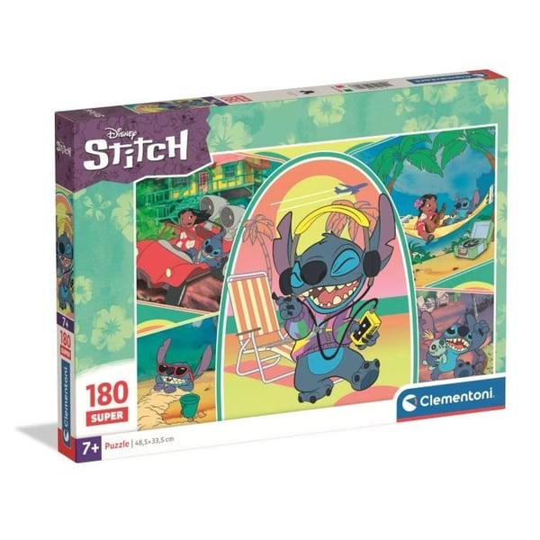 Stitch Puzzle 180 brikker Super, For børn fra 3 år, Tegneserietema, CLEMENTONI