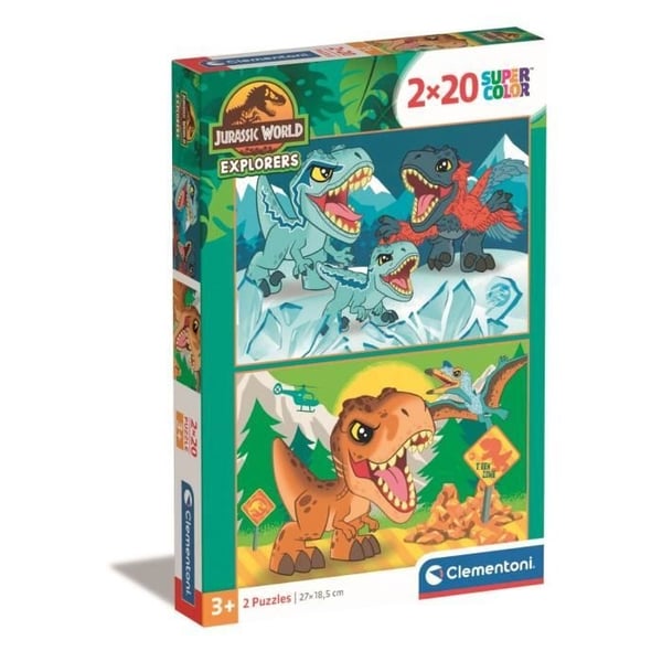 Clementoni Jurassic World -palapeli, supervärit, 2 x 20 palaa.
