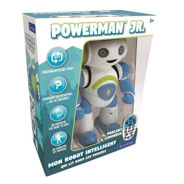 POWERMAN JUNIOR - Min intelligente robot, der læser tanker (fransk), lyde og lys - LEXIBOOK