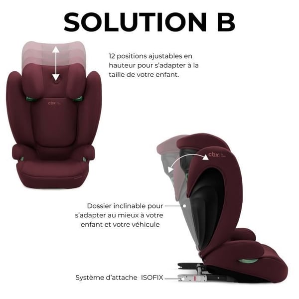 CBX by CYBEX SOLUTION B I-FIX -turvaistuin 3–12 vuotta - Ryhmä 2/3 - 100–150 cm Punainen | punainen