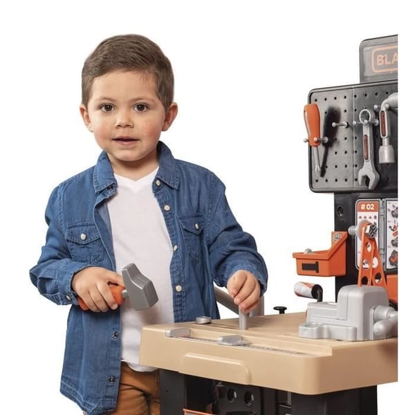 Smoby - Black and Decker - Mega center - 3 dele: mekanik, VVS, tømrerarbejde - Mange tilbehør - Lavet i Frankrig