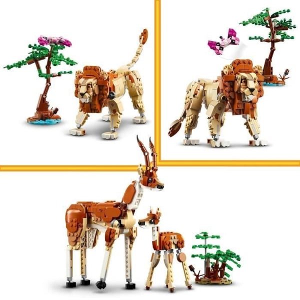 LEGO 31150 Creator 3-i-1 Safari-dyrelivslegetøj med dyrefigurer, giraf, gazeller og løve