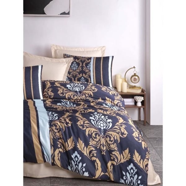 Sengesæt - 1 dynebetræk 220 x 240 cm + 2 pudebetræk 60 x 60 cm - 100% microsatin polyester - Blå