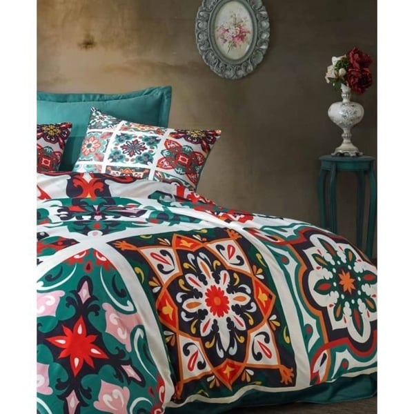 Sengesæt - 1 dynebetræk 220 x 240 cm + 2 pudebetræk 60 x 60 cm - 100% microsatin polyester - Grøn