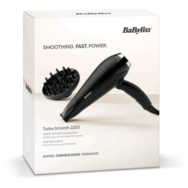 Hårtørrer - BaByliss - D572DE Turbo Smooth 2200 med ionisk og keramisk teknologi