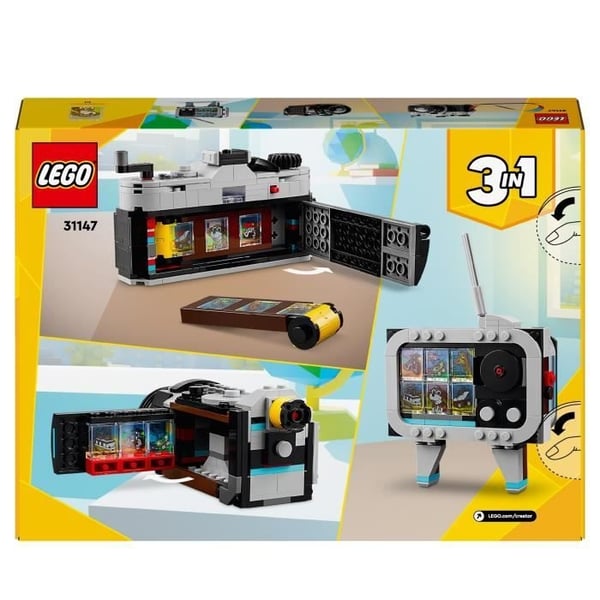 LEGO 31147 Creator 3-i-1 Retrokamera, Transformerbart legetøj med 3 modeller, Kontor- og soveværelsesindretning