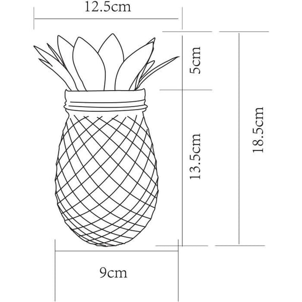 Ananas solcellelampe - GALIX - Metal/Glas - 5 LED'er - 8 timers lys