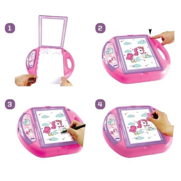 Enhjørningstegningprojektor - LEXIBOOK - Skabeloner og stempler - Pink - Til børn fra 4 år og opefter