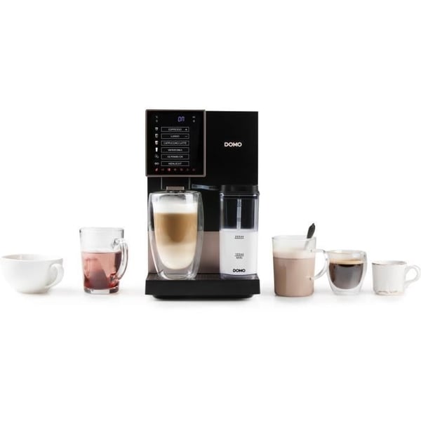 Automatisk espressomaskine med kværn - DOMO - DO743K - 1350 W - 19 bar - 125 g kaffe - Sort