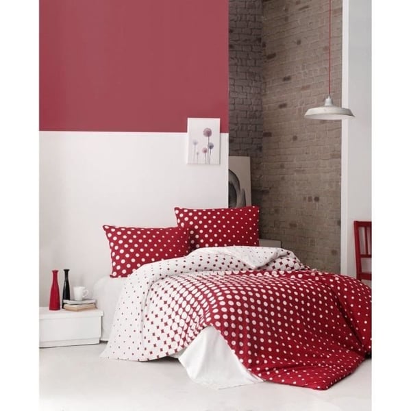Sengesæt - 1 dynebetræk 220 x 240 cm + 2 pudebetræk 60 x 60 cm - 100% forstærket bomuld - Rød