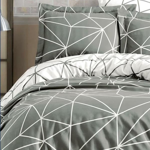 Sengesæt - 1 dynebetræk 220 x 240 cm + 2 pudebetræk 60 x 60 cm - 100% forstærket bomuld - Grå