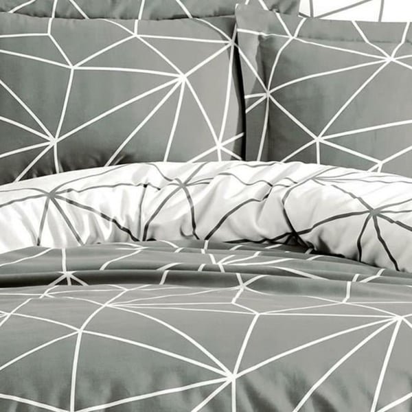 Sengesæt - 1 dynebetræk 220 x 240 cm + 2 pudebetræk 60 x 60 cm - 100% forstærket bomuld - Grå