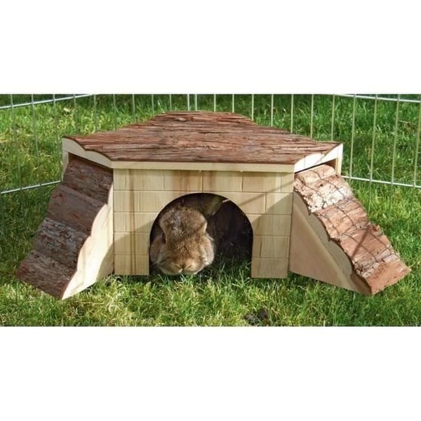 Naturhus med rampe til gnavere - 37x37x16cm - KERBL Naturhus med rampe til gnavere - 37x37x16cm - KERBL