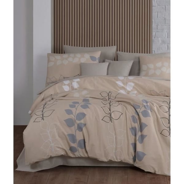 Sengesæt - 1 dynebetræk 220 x 240 cm + 2 pudebetræk 60 x 60 cm - 100% forstærket bomuld - Beige