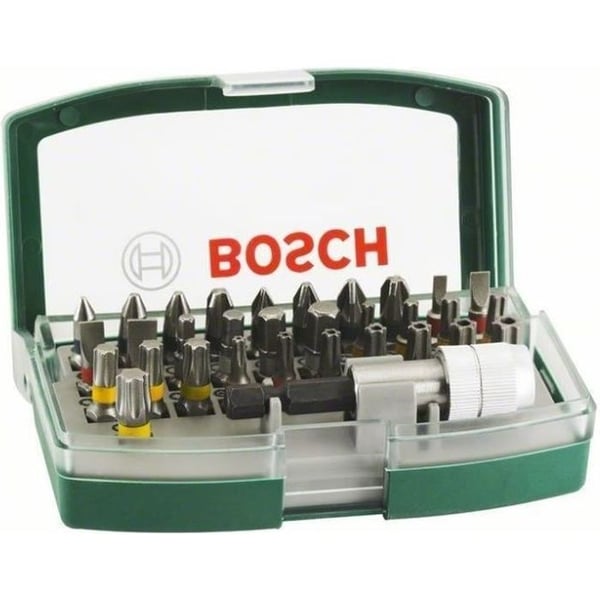 BOSCH 31-delt farvekodet kort skruetrækkerbitsæt med 1 bitholder