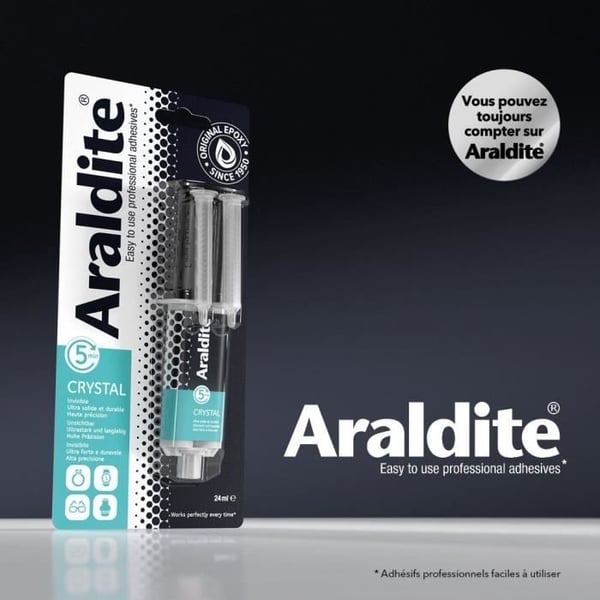 To-komponent epoxylim - CYANOLIT - Araldite - Krystal - 24 ml - Transparent - Høj styrke - Ideel til diskrete samlinger