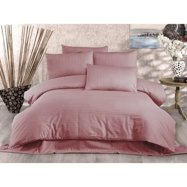 Sengesæt - 1 dynebetræk 220 x 240 cm + 2 pudebetræk 60 x 60 cm - 70% polyester, 30% bomuld - Pudderfarvet