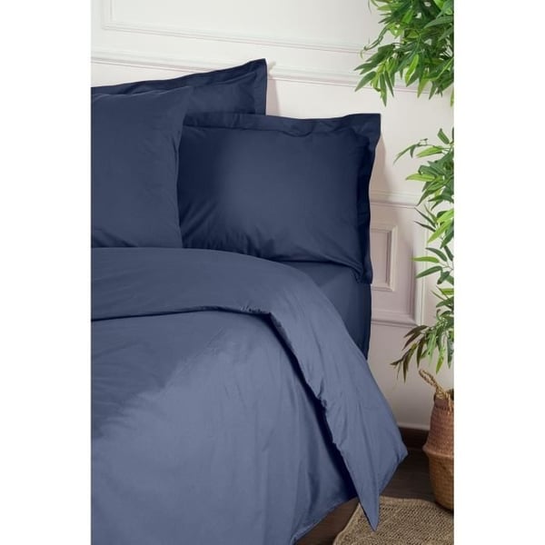 Sengesæt - 1 dynebetræk 220 x 240 cm + 2 pudebetræk 60 x 60 cm - 100% forstærket bomuld - Blå