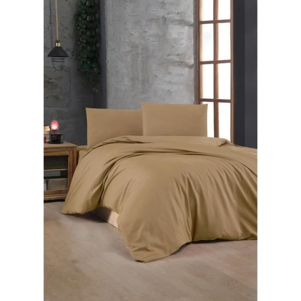 Sengesæt - 1 dynebetræk 220 x 240 cm + 2 pudebetræk 60 x 60 cm - 100% forstærket bomuld - Brun