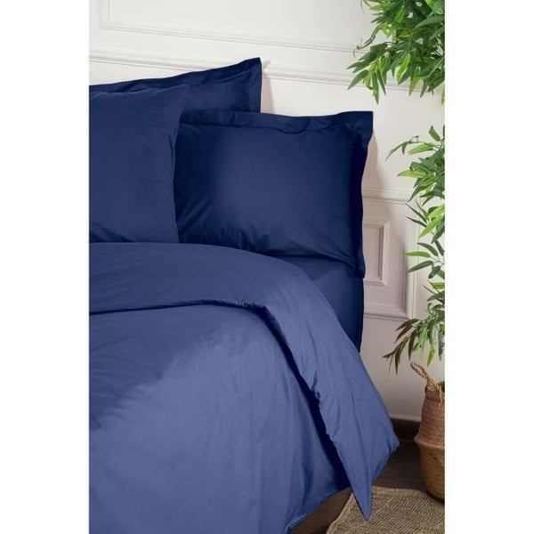 Sengesæt - 1 dynebetræk 220 x 240 cm + 2 pudebetræk 60 x 60 cm - 100% forstærket bomuld - Blå