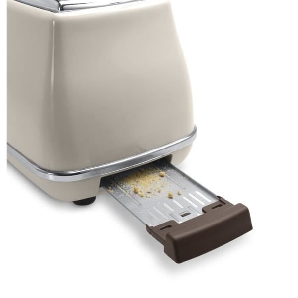 Leivänpaahdin - Delonghi - Icona Vintage - 2 viipaletta - 6 asentoa - Kiiltävän beige / Suklaanvärinen pohja ja kahva