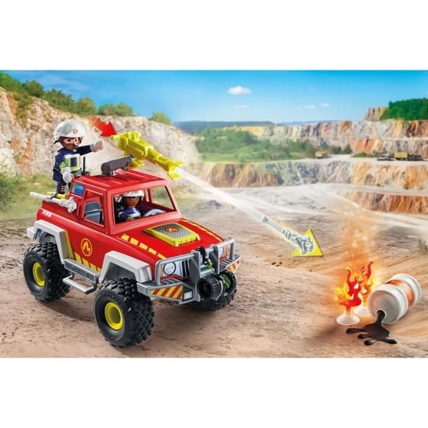 PLAYMOBIL 71824 Paloauto liekehtivällä bensiinikannulla, Action Heroes, Palomiehet, 68 osaa, Ikä 4+