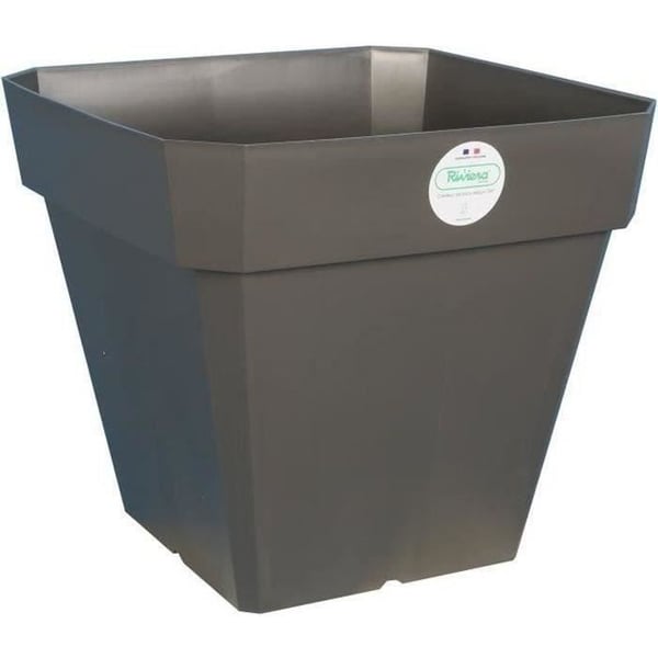 RIVIERA Soleilla firkantet plastik urtepotte - 49 x 49 x H 45 cm - 65 L - Glitrende grå