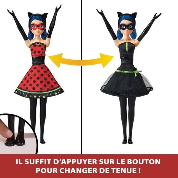 Mariehøne Transformationsdukke - BANDAI - Mirakuløs 26 cm - Outfitskift