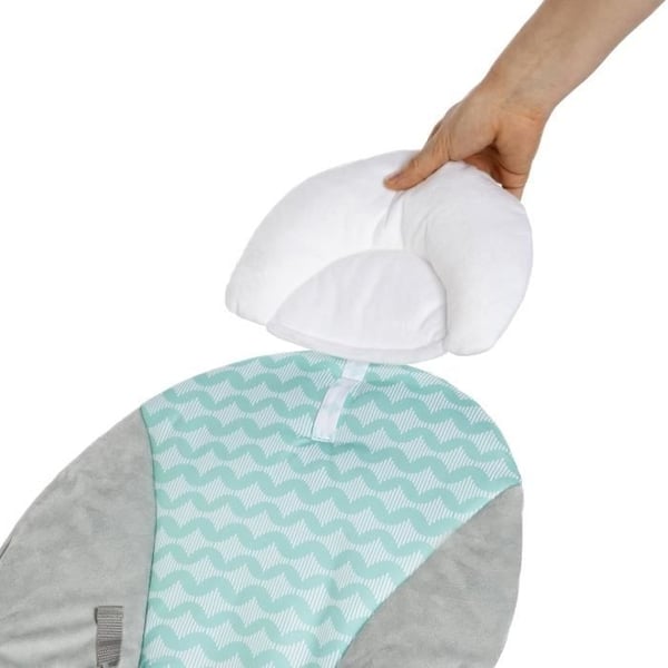 INGENUITY Baby Bouncer Clouds, Beroligende Vibrationer, Aktivitetsbue med 2 Bløde Dyr, Aftagelig Nakkestøtte