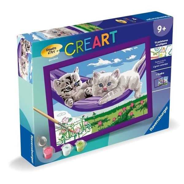 CreArt Kids 18x24cm Killinger i Hængekøjen, Malesæt efter Tal, Kunstnummer, Alder 9+, 25828, Ravensburger