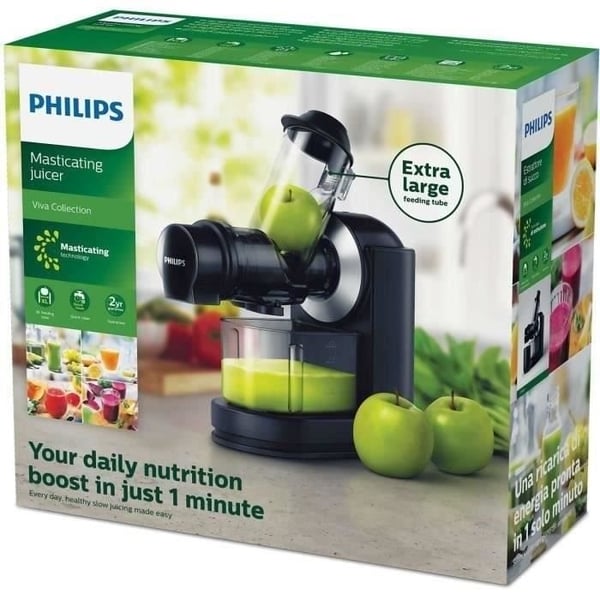Philips Viva HR1889/70 Juiceekstraktor - XL Chimney - Hurtig rengøring - 1L kande - Sort