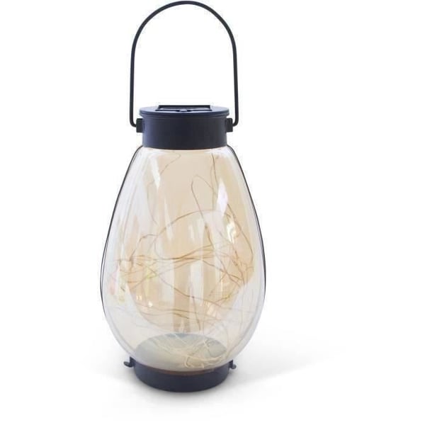 Solcellelanterne - GARDEN ID Bali - Ø14 H23 cm - Lyser i 6-8 timer - Alsidig ophængning - Genopladeligt AAA-batteri.